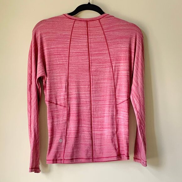 VGUC Lululemon LS Crew Neck Top, Pink/Red Heather, Size 2 - Picture 2 of 8